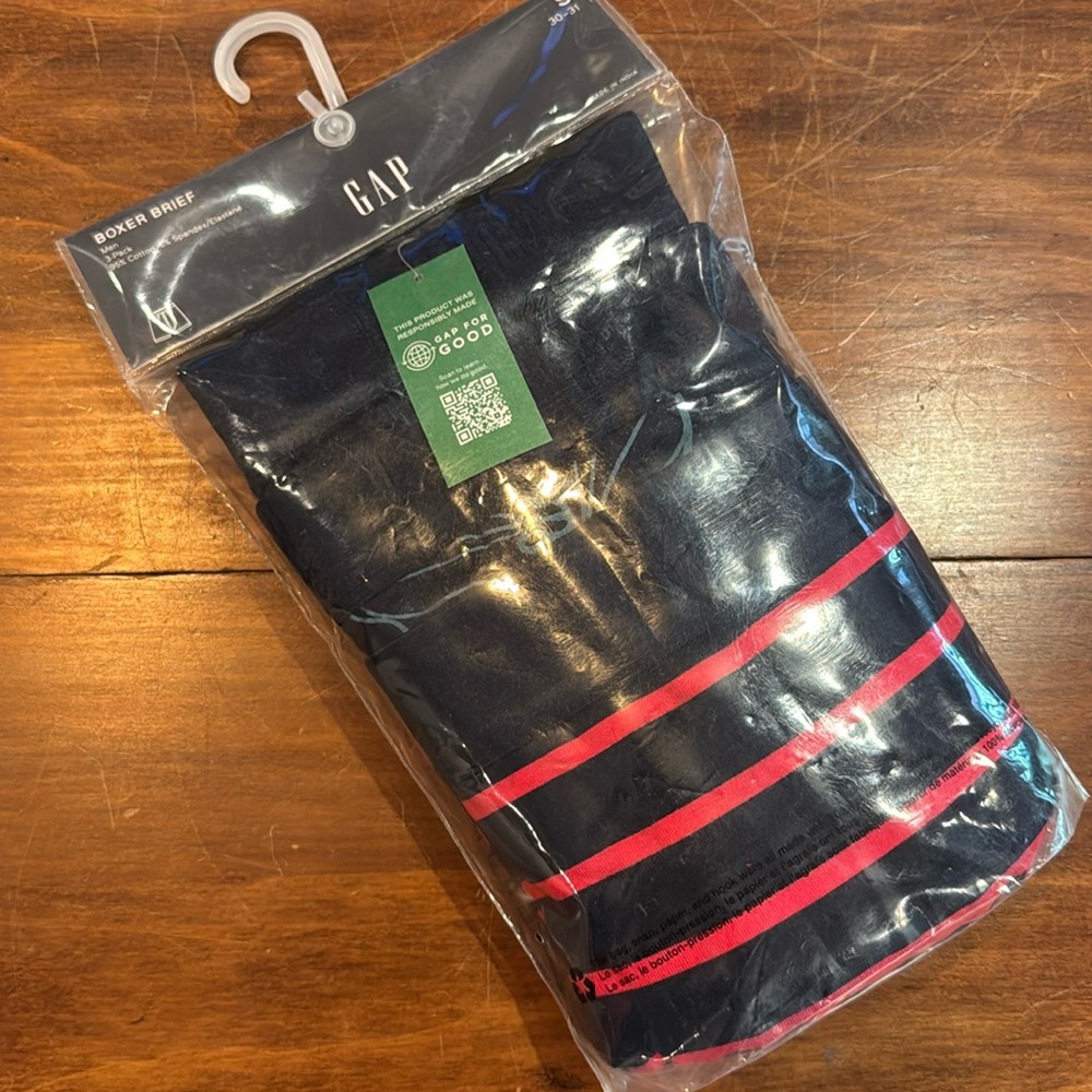 NWT Gap Men’s Boxer Briefs 3 Pairs Multi Pack Set S 30-31” Navy Red Cotton NEW